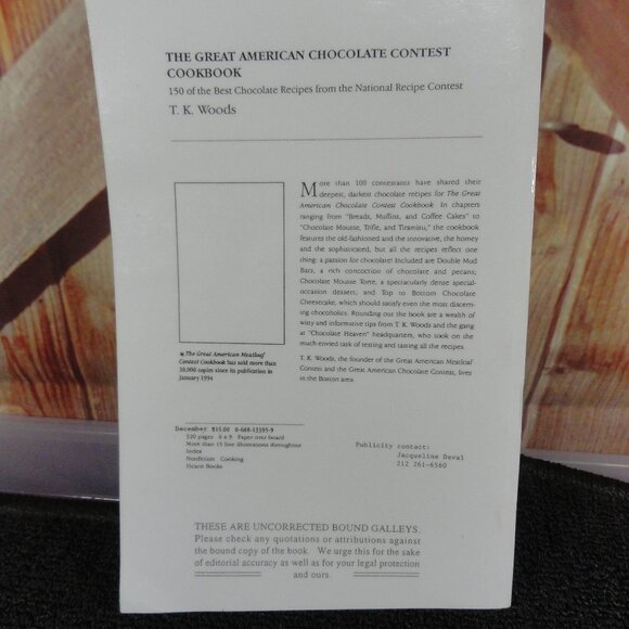 The great american Chocolate contest Cookbook 1995~Chocolate lovers~EUC - Picture 2 of 4